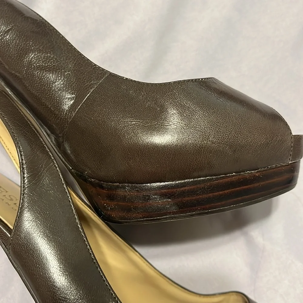 Brown Guess Peep Toe Platforms